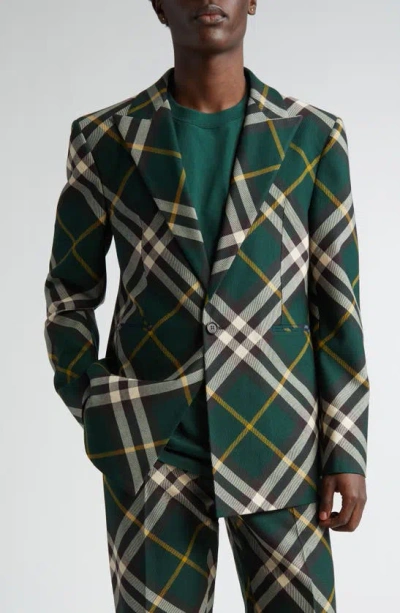 Burberry Check Wool Tailored Blazer In Ivy