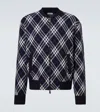 Burberry Mens Ink Ip Chk Check-weave Knitted Bomber Jacket In Blue