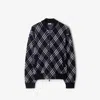 Burberry Mens Ink Ip Chk Check-weave Knitted Bomber Jacket In Blue
