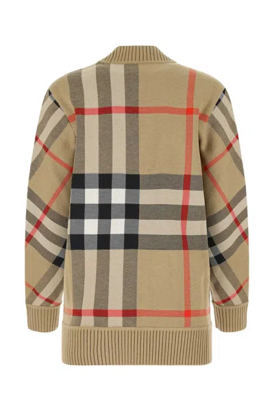 Burberry Check Wool Blend Cardigan In Multi