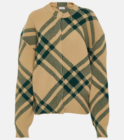 BURBERRY CHECK WOOL-BLEND CARDIGAN