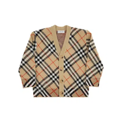 Burberry Check Wool Blend Cardigan Kids In Multi