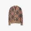 Burberry Checkered Wool-mohair Blend Cardigan In Sand