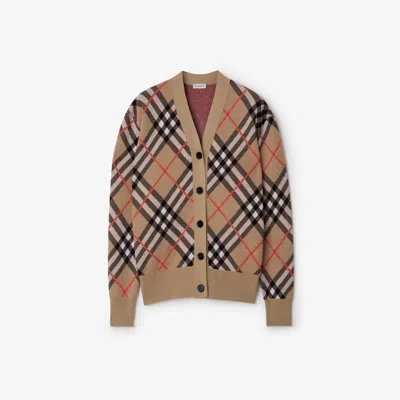 BURBERRY BURBERRY CHECK WOOL MOHAIR BLEND CARDIGAN