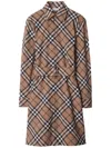 Burberry Waist Belted Shirt Dress With Checked Pattern