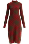 Burberry Long Sleeve Checkered Wool Blend Shift Dress In Brown