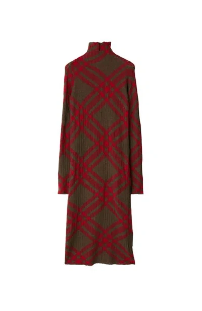Burberry Women Check Wool Blend Dress In Red