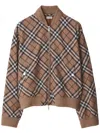 Burberry Check Print Wool Blend Harrington Jacket In Brown