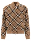 Burberry Mens Linden Ip Check Check-pattern Relaxed-fit Wool-blend Bomber Jacket In Beige