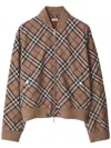 Burberry Check Wool Blend Harrington Jacket Clothing In Brown