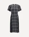 Burberry Check Wool Blend Kilt Dress In Gray