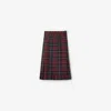 Burberry Check Wool Blend Midi Kilt In Burgundy