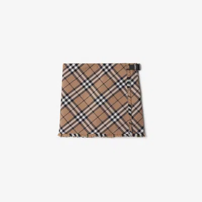 Burberry Check Wool Blend Mini Kilt In Linden