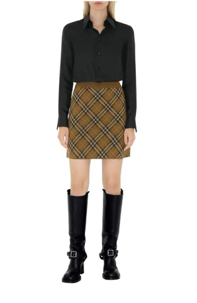 Burberry Check Wool Blend Mini Skirt