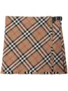 Burberry Check Print Wool-blend Kilt Miniskirt In Beige