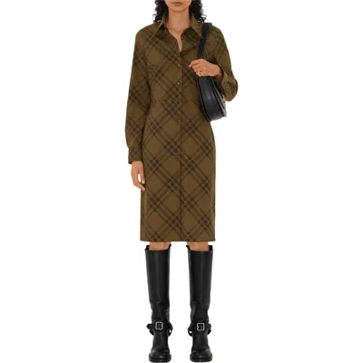 Burberry Check Wool Blend Shirt Dress