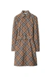 Burberry Waist Belted Shirt Dress With Checked Pattern In Linden