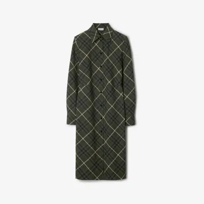 BURBERRY BURBERRY CHECK WOOL BLEND SHIRT DRESS