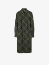 Burberry Check Wool Blend Shirt Dress In Marsh