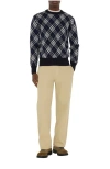 Burberry Check-pattern Wool Blend Sweater Men In Black