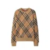 Burberry Check Wool Blend Sweater In Brown