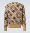 Burberry Check-pattern Wool Crew Neck Sweater Clothing In Multi