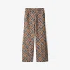 Burberry Tailored Wool Blend Trousers With Nova Check Pattern In Linden