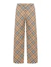 Burberry Wool Blend Trouser With Iconic Check Print In Nude & Neutrals