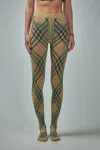 Burberry Check Wool Blend Tights In Beige