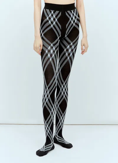 Burberry Check-print Wool-blend Tights In Black