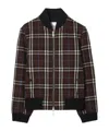 Burberry Check Wool Bomber Jacket In Black