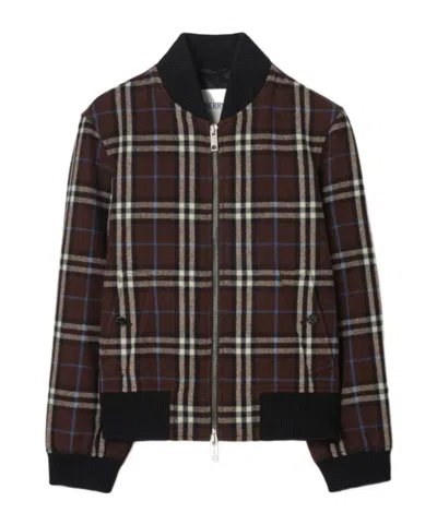 Burberry Check Wool Bomber Jacket