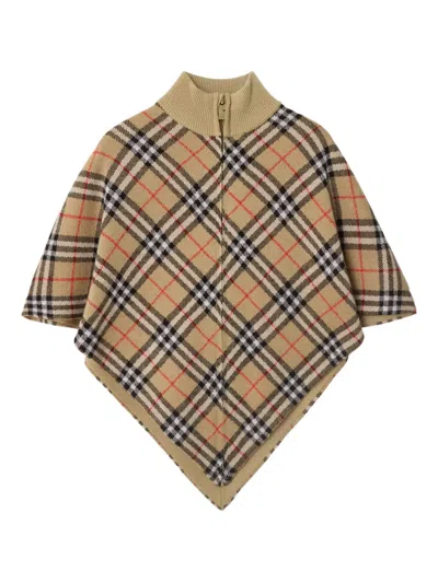 BURBERRY CHECK WOOL CAPE