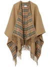 Burberry Charolette Reversible Check Wool Cape In Nude