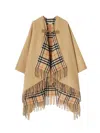 Burberry Checked Fringed-edge Cape
