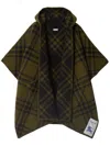 Burberry Reversible Check Wool Cape In Grün