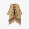 Burberry Checked Fringed-edge Cape In Sand