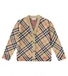 Burberry Check Wool Cardigan In Beige