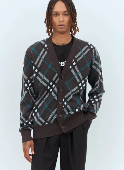 BURBERRY CHECK WOOL CARDIGAN