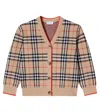 Burberry Check Wool Cardigan In Neutral
