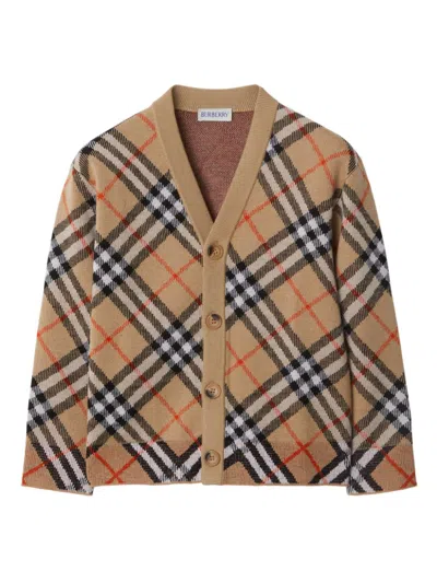 BURBERRY CHECK WOOL CARDIGAN