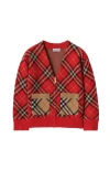 Burberry Check Wool Cardigan In Red