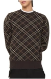 Burberry Gregory Checked Wool-blend Sweater In Brown
