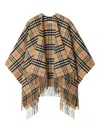 Burberry Check Wool Cashmere Cape Accessories In Multi