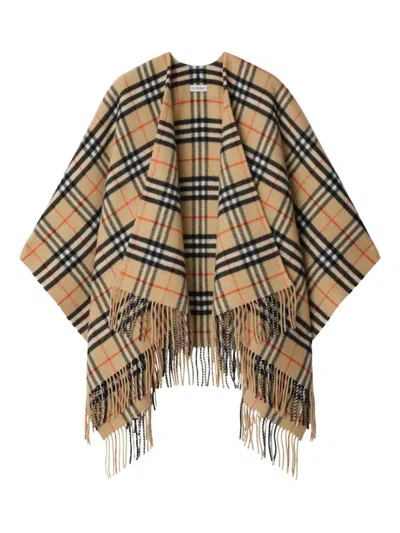 Burberry Check Wool Cashmere Cape Accessories In Multi