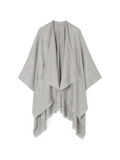 Burberry Check Wool Cashmere Cape In Grey