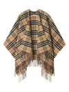 Burberry Check Wool Cashmere Cape Accessories In Multi
