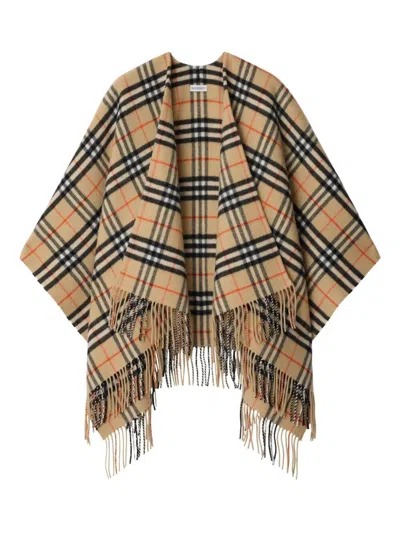 BURBERRY CHECK WOOL CASHMERE CAPE