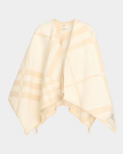 Burberry Check Wool Cashmere Cape In Nude