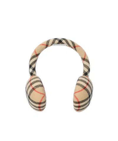 Burberry Check Wool Cashmere Earmuffs In Brown
